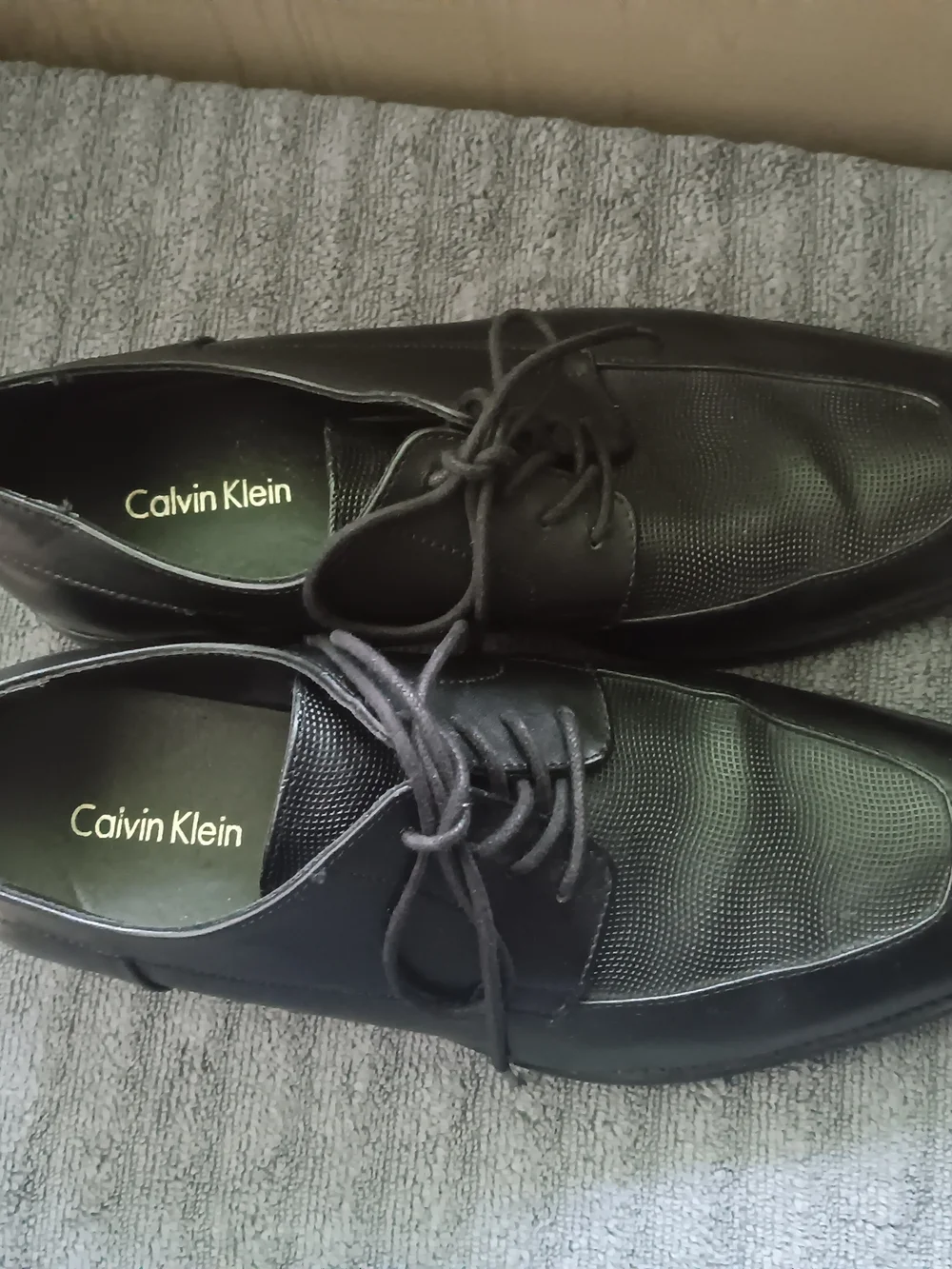 Calvin Klein Black Perforated Leather Lace-Up Oxfords